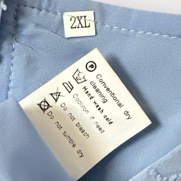 Women's 2XL Light Blue Summer Chiffon Loose Top Floral Texture Vacay Beach - Picture 6 of 7